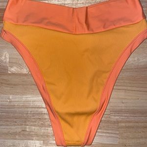 Aerie orange high rise cross over swimsuit size medium